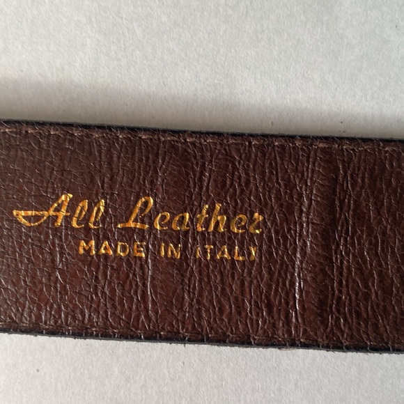 Italian brown leather belt 33.5-37.5” - Picture 4 of 6